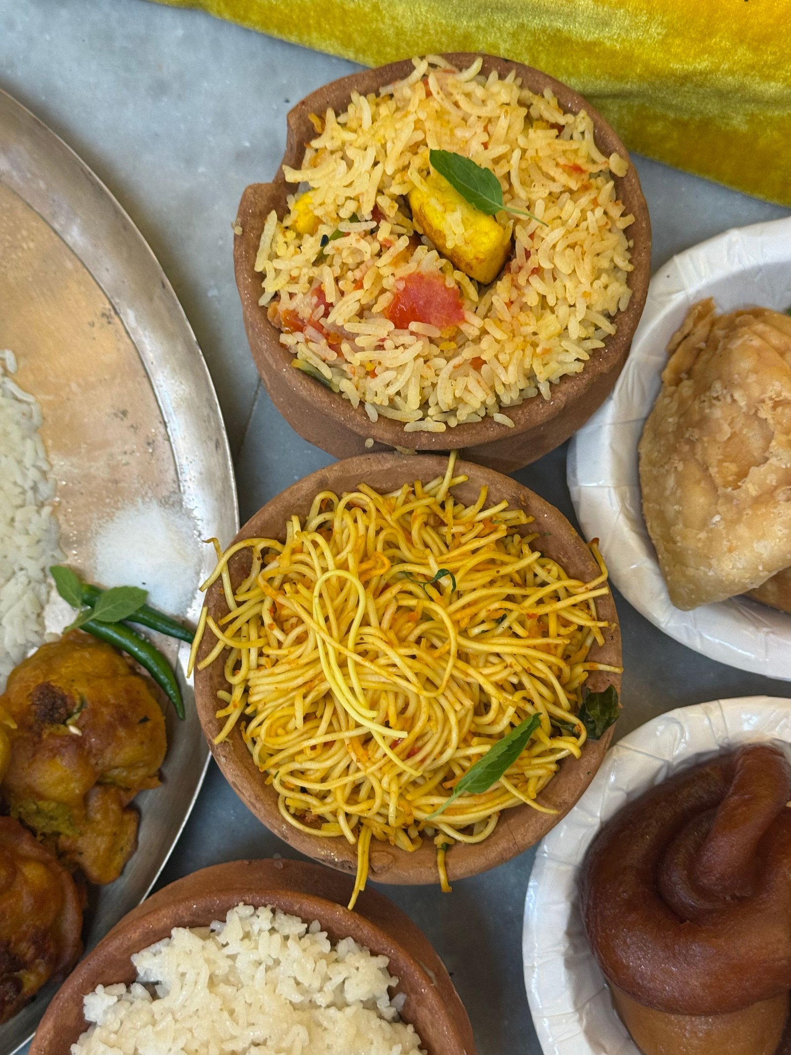 Biriyani family feast combo with rice, curry and samosas
