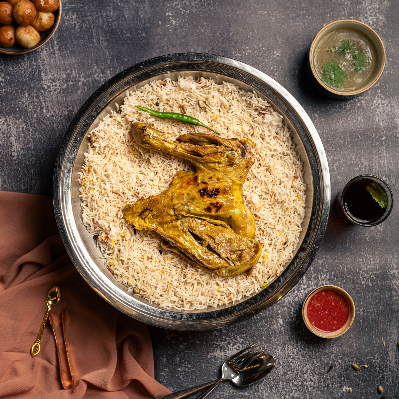 Chicken mandi on basmati rice