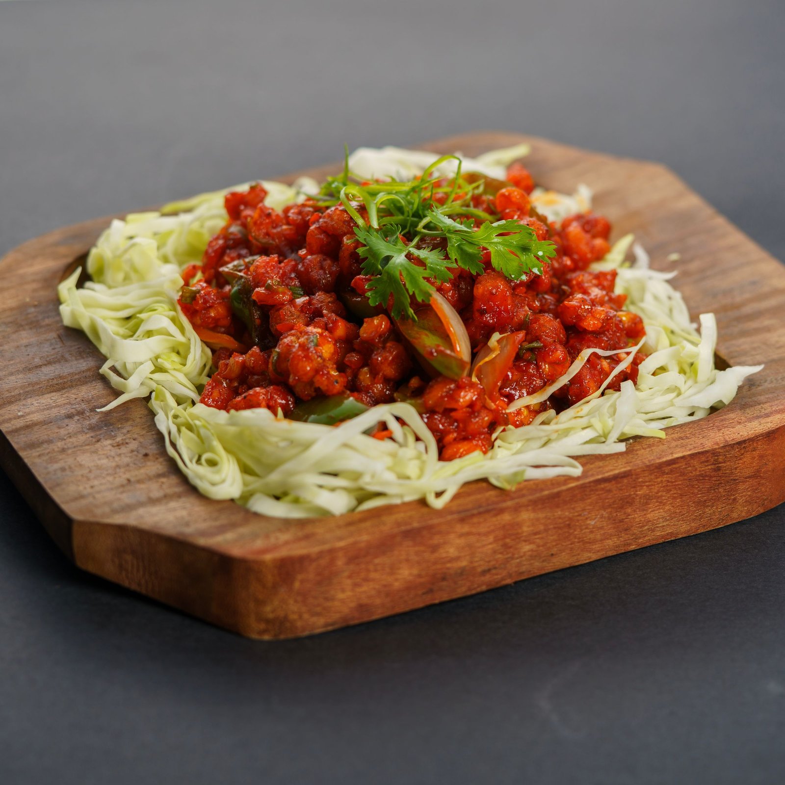 Gobi Manchurian on a wooden platter